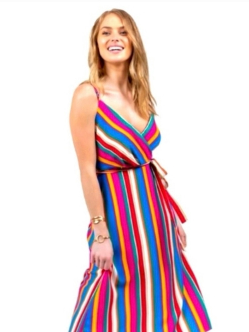 Blue Rain Multicolor Striped Midi Dress